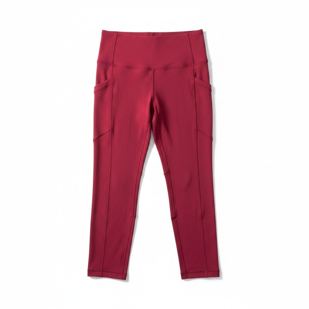 Yogalicious Lux Crop Leggings High Waisted Side Pockets Raspberry Red Small